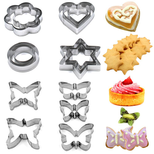 17 PCS Cookie Cutters, AFUNTA Star Butterfly Flower Heart Round Shaped Cookie Cutters Metal Biscuit Cutter, Fruit Cutters Shapes, Cookie Cutters Shapes for Baking