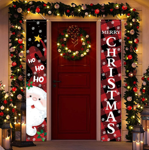 Merry Christmas Banner- Christmas Door Banner 71"x 12" Red Cute Santa Hanging African American Holiday Door Porch Sign for Indoor Outside Yard Garden Party Decor Merry Christmas Banner- Christmas Door Banner 71"x 12" Red Cute Santa Hanging African American Holiday Door Porch Sign for Indoor Outside Yard Garden Party Decor
