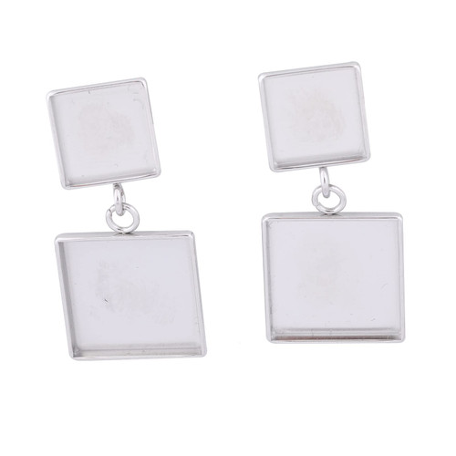 Reidgaller 20pcs Stainless Steel Fit 10mm 15mm Square Cabochon Earring Setting Blanks DIY Bezel Earring Base Studs for Jewelry Making Reidgaller 20pcs Stainless Steel Fit 10mm 15mm Square Cabochon Earring Setting Blanks DIY Bezel Earring Base Studs for Jewelry Making
