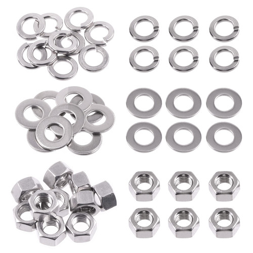 Swpeet 30Pcs SAE 304 Stainless Steel 1/2-13" Hex Nuts and #1/2 Flat Washers with #1/2 Split Lock Washers Assortment Kit, Coarse Thread Hexagon Nut for Home Automotive Shop Use