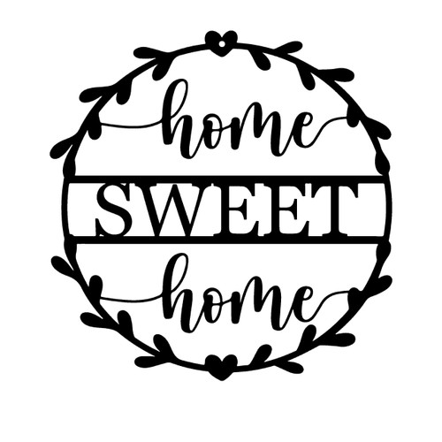 Metal Home sweet home Sign Wall Art Decor for Gift Present Indoor Home Bedroom Living Room Decorations (Black 28 x 28 cm)