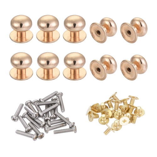 uxcell 12mm Head Dia. Round Knobs Pull Handle, 20pcs Zinc Alloy for Drawer Pulls Gift Box Cabinet Door Knobs with Screws, Light Gold