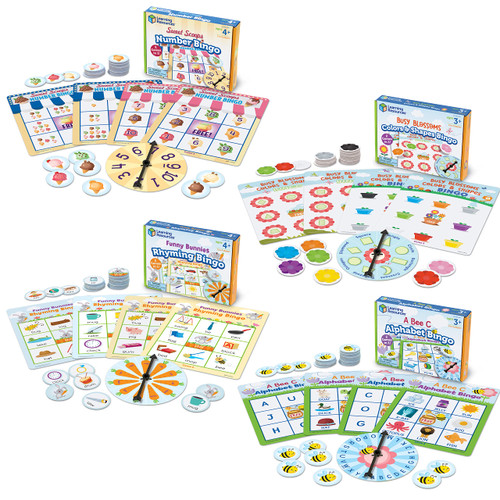 Learning Resources Super Spring Bingo Bundle Preschool Game - Ages 3+ Colors, Shapes, and Numbers Recognition, Preschool Learning Games, Toddler Games