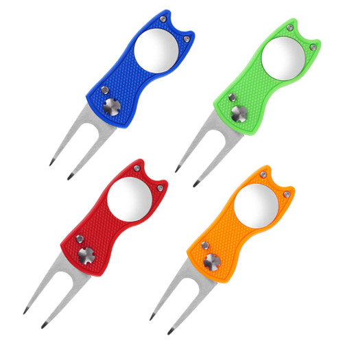 SaltByelif Golf Repair Tool Foldable Golf Divot Repair Tool Golf Pitch Fork Repairer for Golf Ball Marker 4PCSDivot Tools