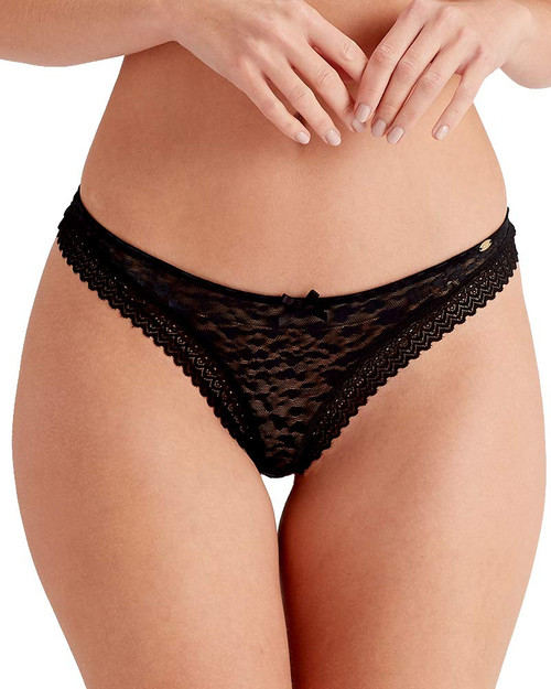 Pretty Polly Women's Graphic Mesh Thong, Black (Black), Large (US 14-16)