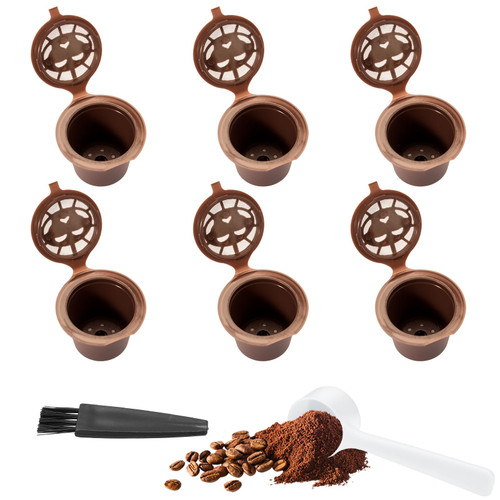 Reusable espresso Capsules Refillable Coffee Pods - Coffee Capsule Filter Compatible With Nespresso Coffee Machines - Replacement for Nespresso Capsules Refillable Coffee Filter Capsule - 6 Pack