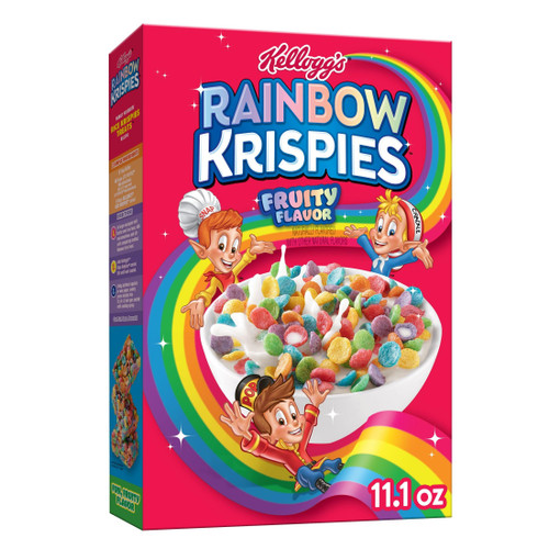 Rainbow Krispies Cold Breakfast Cereal, 8g Whole Grains, Rice Krispies Treats, Original, 11.1oz Box (1 Box)