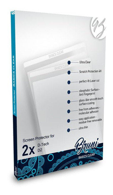 Bruni Screen Protector compatible with D-Tech D2 Protector Film, crystal clear Protective Film (2X)