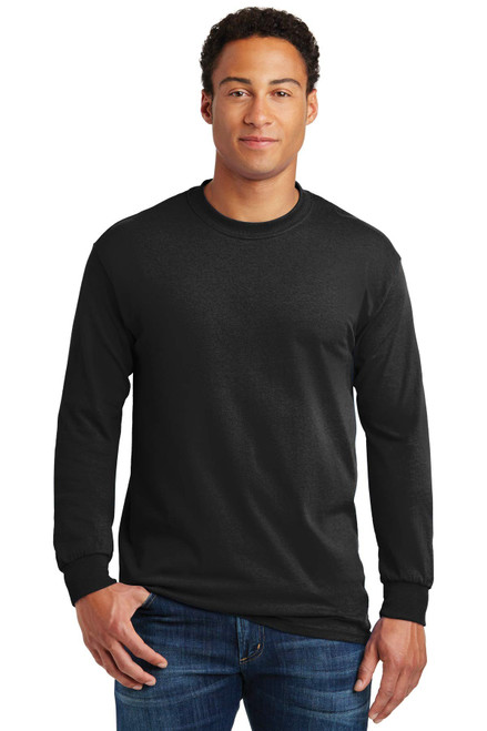 Gildan Heavy Cotton Long Sleeve T-Shirt. Black, Medium