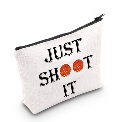 CMNIM Basketball Cosmetic Bag for Basketball Team Gift Just Shoot It Basketball Player Gifts for Basketball Lover Travel Toiletry Bag CMNIM Basketball Cosmetic Bag for Basketball Team Gift Just Shoot It Basketball Player Gifts for Basketball Lover Travel Toiletry Bag
