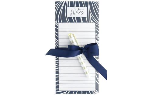 Lady Jayne Indigo Waves Magnetic List Pad With Pen (50317),Multicolor,4" x 8.5"