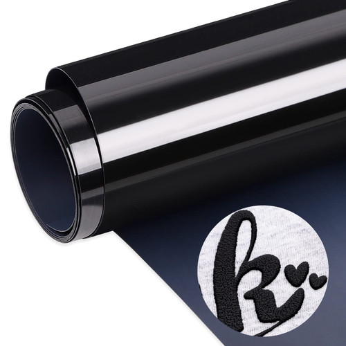 WRAPXPERT Puff Vinyl Heat Transfer Black 3D Puffy HTV Iron on Vinyl for Tshirts,Easy Cut/Weed Foaming HTV Roll for Heat Press,Clothing,10"x5ft