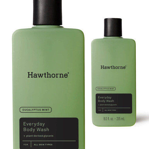 Hawthorne Men's Everyday Body Wash. For All Skin Types. Leaves Skin Cool, Refreshed and Hydrated. Mint and Eucalyptus Scent. Sulfate Free, Paraben Free, Cruelty Free. 8 fl. oz. Hawthorne Men's Everyday Body Wash. For All Skin Types. Leaves Skin Cool, Refreshed and Hydrated. Mint and Eucalyptus Scent. Sulfate Free, Paraben Free, Cruelty Free. 8 fl. oz.