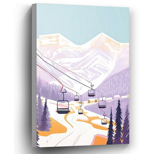 8x10 Lake Louise Ski Resort Alberta Canada Ski Resort Pastel Colours Illustration 0 Living bedroom office decoration children room printed photo paper poster