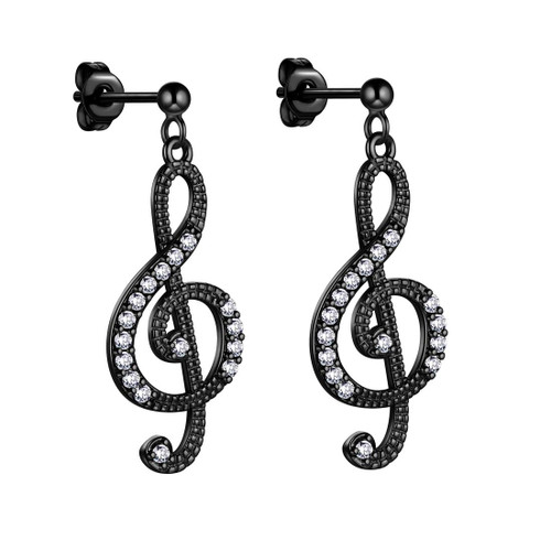 Beautlace Women's Musical Note Stud Earrings Black Gun Plated Treble Clef Music Note Earring Jewelry Gifts for Music Lover KE0027K Beautlace Women's Musical Note Stud Earrings Black Gun Plated Treble Clef Music Note Earring Jewelry Gifts for Music Lover KE0027K