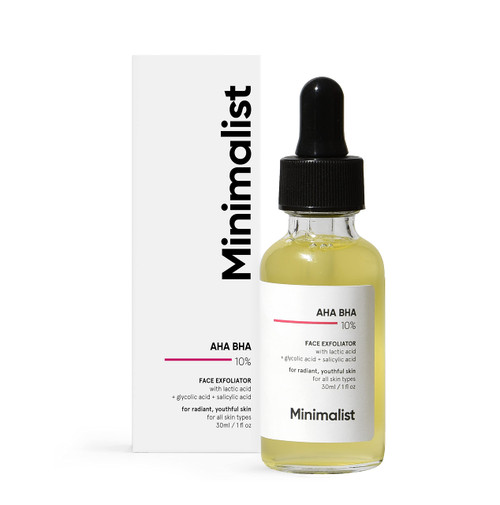 Minimalist 10% AHA (Lactic Acid & Glycolic Acid) BHA (Salicylic Acid) Exfoliating Serum | Mildly Exfoliates without Drying for Radiant, Youthful Skin | Women & Men | 30ml/1 fl oz Minimalist 10% AHA (Lactic Acid & Glycolic Acid) BHA (Salicylic Acid) Exfoliating Serum | Mildly Exfoliates without Drying for Radiant, Youthful Skin | Women & Men | 30ml/1 fl oz
