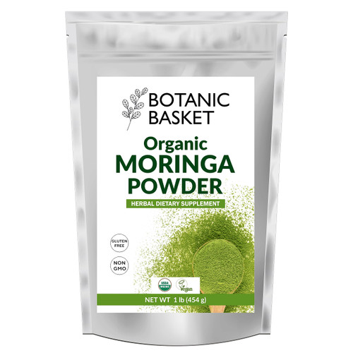 Botanic Basket Organic Moringa Powder - 1 lb (16 oz) | Moringa Oleifera Leaf Powder Lab Tested for Purity | Moringa Powder Organic Perfect for Smoothies, Drinks, Tea & Recipes | Gluten Free Facility Botanic Basket Organic Moringa Powder - 1 lb (16 oz) | Moringa Oleifera Leaf Powder Lab Tested for Purity | Moringa Powder Organic Perfect for Smoothies, Drinks, Tea & Recipes | Gluten Free Facility