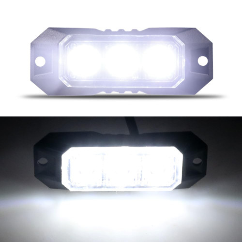 Raryloy LED Emergency Strobe Flashing Grille Strobe Lights for Trucks 3LED Surface Mount Strobe Warning Emergency Flashing White Light For Car Truck Van Off Road Vehicle ATV SUV