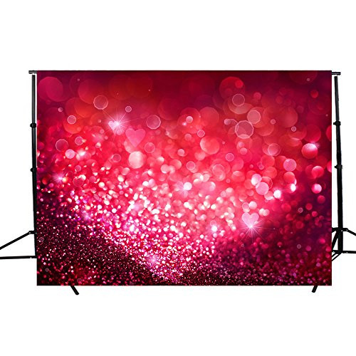 DODOING 7x5FT Valentine's Day Backdrop for Photography Red Glitter Spots Wedding Backgrounds Red Love Heart Space Love Theme Bling Shiny Sparkling Bokeh Backdrop Studio Props Photo Booth Background