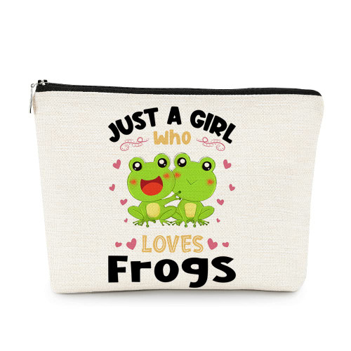 EXUQO Just a Girl Who Loves Frogs Cute Green Frog Makeup Bag Cosmetic Bag Travel Toiletry Zipper Pouch, Gifts for Frog Lovers, Frog Gifts for Women Girls EXUQO Just a Girl Who Loves Frogs Cute Green Frog Makeup Bag Cosmetic Bag Travel Toiletry Zipper Pouch, Gifts for Frog Lovers, Frog Gifts for Women Girls