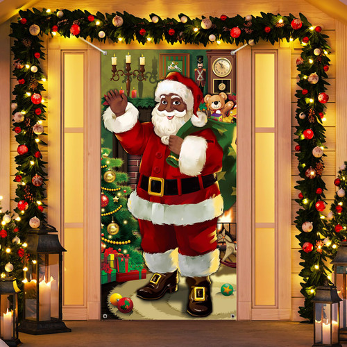 Christmas Door Cover Decoration Christmas Santa Claus Door Cover Xmas Door Hanging Banner Christmas Santa Background Banner for Home Front Door Holiday Christmas Decoration (Cute Black Santa) Christmas Door Cover Decoration Christmas Santa Claus Door Cover Xmas Door Hanging Banner Christmas Santa Background Banner for Home Front Door Holiday Christmas Decoration (Cute Black Santa)