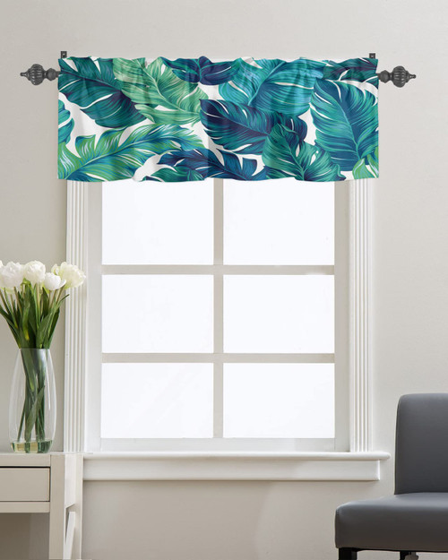 Kitchen Valance for Windows Rod Pocket Curtain Valances Turquoise Green Banana Leaves Tropical Palm Leaf Privacy Short Curtains Panels Window Treatment for Living Room Bedroom Bathroom Jungle Plant Kitchen Valance for Windows Rod Pocket Curtain Valances Turquoise Green Banana Leaves Tropical Palm Leaf Privacy Short Curtains Panels Window Treatment for Living Room Bedroom Bathroom Jungle Plant