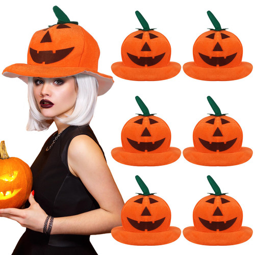 Ramede 6 Pcs Halloween Party Hats Pumpkin Hats Pumpkin Jack O Lantern Hat Funny Pumpkin Costume Halloween Accessories Masquerade Dress up Party Prop Pumpkin Toys Games Supplies
