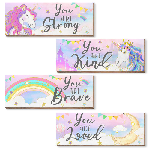 CloverKoi Unicorn Room Decor for Girls Bedroom, Unicorn Wall Decor, Rainbow Girls Room Decor, Unicorn Bedroom Decor for Girls Kids Nursery, Inspirational Unicorn Birthday Party Decorations
