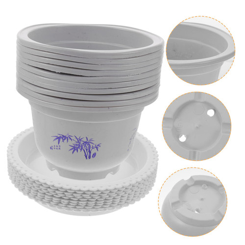 DOITOOL 10pcs Flowerpot Indoor Gardening Supplies Cactus Pots Indoor Plant Pot Flower Pot with Trays Flower Plant Pots Chinese Bonsai Pot Planter for Indoor Plants Orchid Nursery Pot China