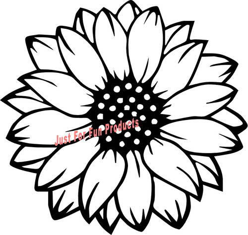 Just For Fun 5.5 x 5.5 Sunflower Flower Sun Happy Vinyl Die Cut Decal Bumper Sticker, Windows, Cars, Trucks, laptops, etc (Black)