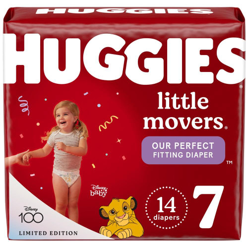 Huggies Size 7 Diapers, Little Movers Baby Diapers, Size 7 (41+ lbs), 14 Count
