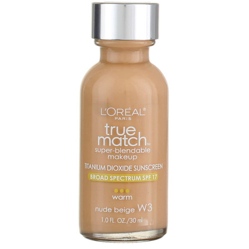 L'Oreal True Match Super Blendable Makeup, Nude Beige [W3], 1 oz (Pack of 2)