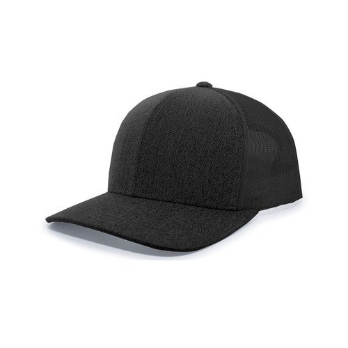 Pacific Headwear Standard Trucker Snapback Cap, Black Heather/Black/Black Heather