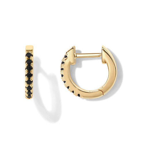 PAVOI 14K Gold Plated Sterling Silver Post Huggies | Cubic Zirconia Huggie Earrings for Women | Black Stones, Yellow Gold PAVOI 14K Gold Plated Sterling Silver Post Huggies | Cubic Zirconia Huggie Earrings for Women | Black Stones, Yellow Gold