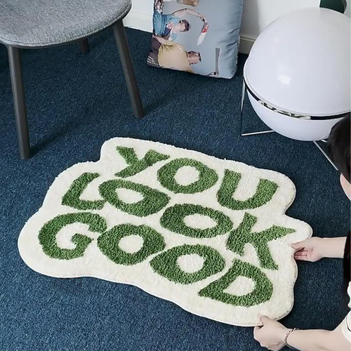 KOXHOX You Look Good Bath Mat Green Bathroom Rug Cute Bath Mat for Bathroom Funny Bathroom Mat You Look Good Rug Bathroom Rugs Non Slip Washable (21 * 25IN)