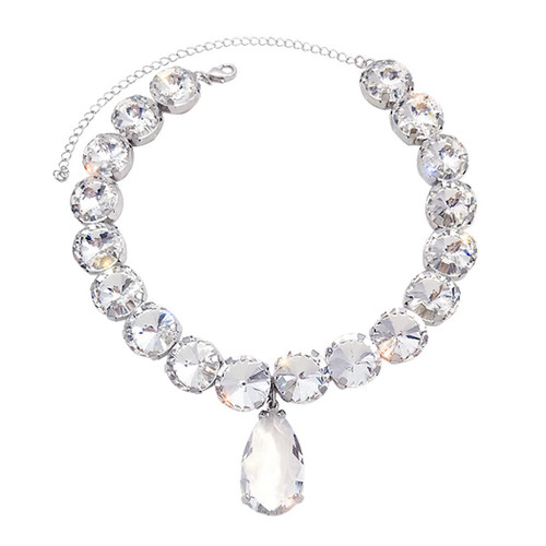 JEAIRTS Rhinestone Choker Necklace Silver Round Crystal Chokers Sparkly Drop Pendant Neck Chain Fashion Party Prom Accessories for Women and Girls JEAIRTS Rhinestone Choker Necklace Silver Round Crystal Chokers Sparkly Drop Pendant Neck Chain Fashion Party Prom Accessories for Women and Girls