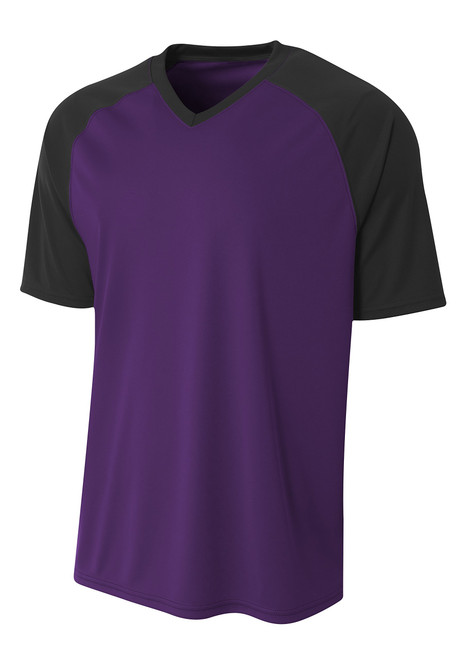 A4 Mens Strike Raglan Tee, 2XL, Purple/Black