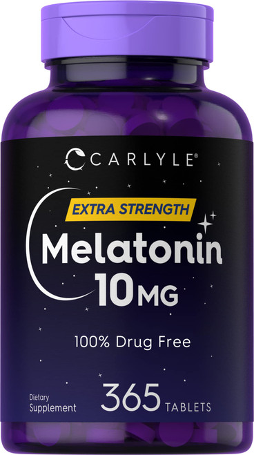 Melatonin 10mg | 365 Tablets | Drug Free Aid for Adults | Vegetarian, Non-GMO, Gluten Free Supplement | by Carlyle