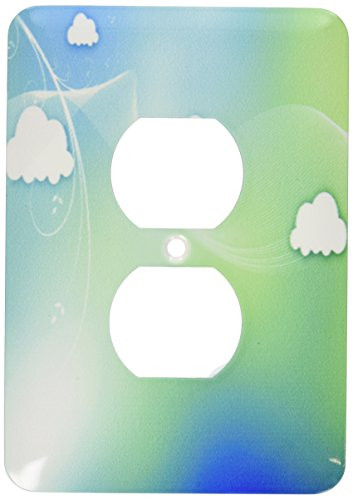 3dRose LSP_65480_6 Brilliant Blue and Green with Floating White Clouds Plug Outlet Cover, Multicolored