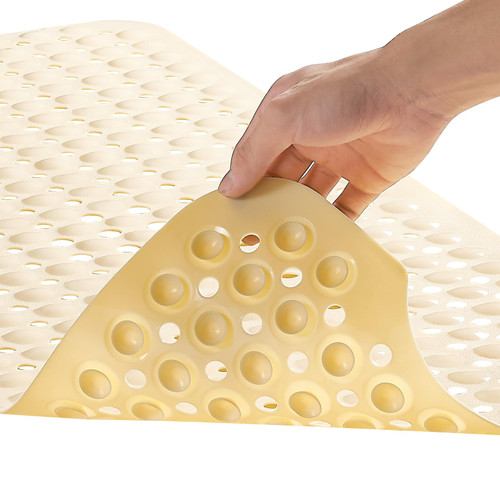 Webos Shower Bath Mat Non Slip: 310 Suction Cups Bathtub Mat Extra Large Tub Mat for Kids, Elderly, Anti Slip Shower Matt with Drain Holes - Bubble Beige