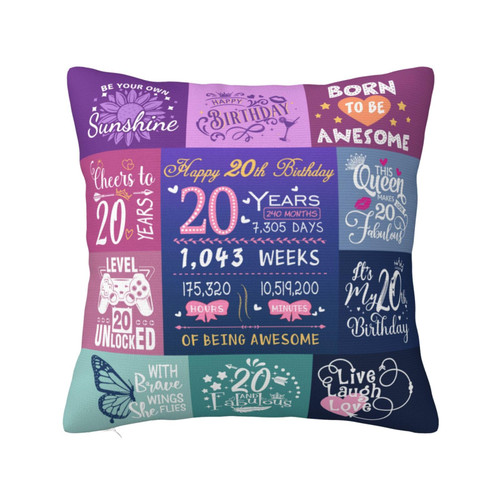 20th Birthday Gifts for Girl, Gifts for 20 Year Old Girl Pillow Covers 18"X18", 20 Year Old Girl Gifts, 20th Birthday Decorations for Girls, 20th Birthday Gift Ideas for Daughter Granddaughter Sister