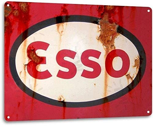 ESSO Logo Oil Gas Garage Shop Retro Vintage Rustic Wall Decor - 8"X12" Tin Metal Sign