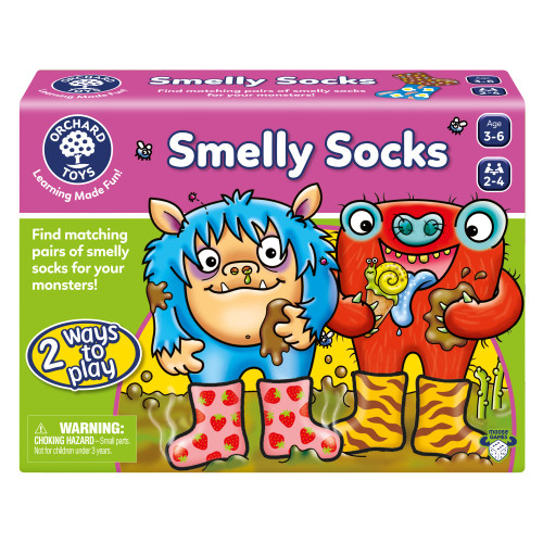 ORCHARD TOYS Moose Smelly Socks Game. Find Matching Pairs of Socks for Your Monsters! for Ages 3-6 and 2-4 Players