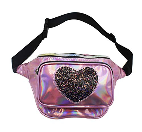 Women Heart Fanny Bag Rave Festival Hologram Bum Holographic Travel Waist Pack