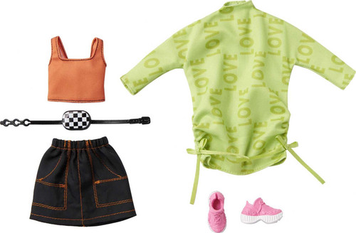 Barbie Fashions 2-Pack Clothing Set, 2 Outfits Doll Includes Green Sweatshirt Dress, Orange Sleeveless Top & Black Skirt & 2 Accessories, Gift for Kids 3 to 8 Years Old Barbie Fashions 2-Pack Clothing Set, 2 Outfits Doll Includes Green Sweatshirt Dress, Orange Sleeveless Top & Black Skirt & 2 Accessories, Gift for Kids 3 to 8 Years Old