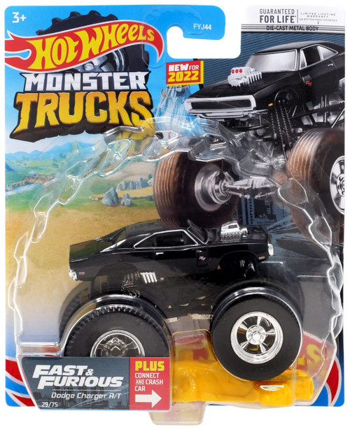 DieCast Hot Wheels Monster Trucks Fast & Furious Dodge Charger R/T (Black) 29/75 - 1:64 Scale Truck with Connect and Crash Car DieCast Hot Wheels Monster Trucks Fast & Furious Dodge Charger R/T (Black) 29/75 - 1:64 Scale Truck with Connect and Crash Car