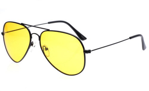 Outray Night Vision Polarized Aviator Sunglasses for Driving (Black Frame/Yellow Lens, Yellow)