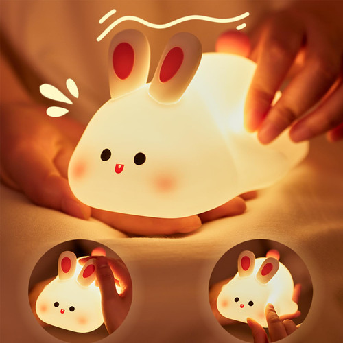 Kids Cute Little Bunny Night Light, Touch Silicone Bedside Animal Night Lamp, Rechargeable Timer LED Kawaii Stuff for Children's Bedroom, Suitable for Gifts for Nursery Boys Girls Toddlers Teen Kids Cute Little Bunny Night Light, Touch Silicone Bedside Animal Night Lamp, Rechargeable Timer LED Kawaii Stuff for Children's Bedroom, Suitable for Gifts for Nursery Boys Girls Toddlers Teen