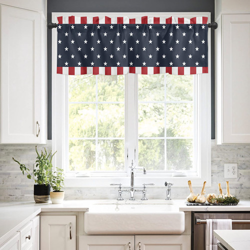 4th of July Kitchen Curtains Independence Day Valances for Windows, Patriotic American Flag Stars Window Valances Curtains Rod Pocket 54"x18", Blackout Window Treatments Valance for Bathroom Bedroom 4th of July Kitchen Curtains Independence Day Valances for Windows, Patriotic American Flag Stars Window Valances Curtains Rod Pocket 54"x18", Blackout Window Treatments Valance for Bathroom Bedroom