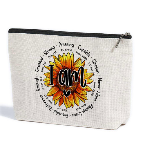 ZHAMEN Sunflower Gifts Inspirational Christian Decor Makeup Bag Christian Gifts for Women Faith Makeup Pouch Religious Spiritual Gifts for Her Friends Daughter Cosmetic Travel Bag ZHAMEN Sunflower Gifts Inspirational Christian Decor Makeup Bag Christian Gifts for Women Faith Makeup Pouch Religious Spiritual Gifts for Her Friends Daughter Cosmetic Travel Bag